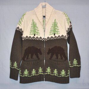 Eddie Bauer Women's Sweater Size Small Knit Wool Blend Bear Cardigan
